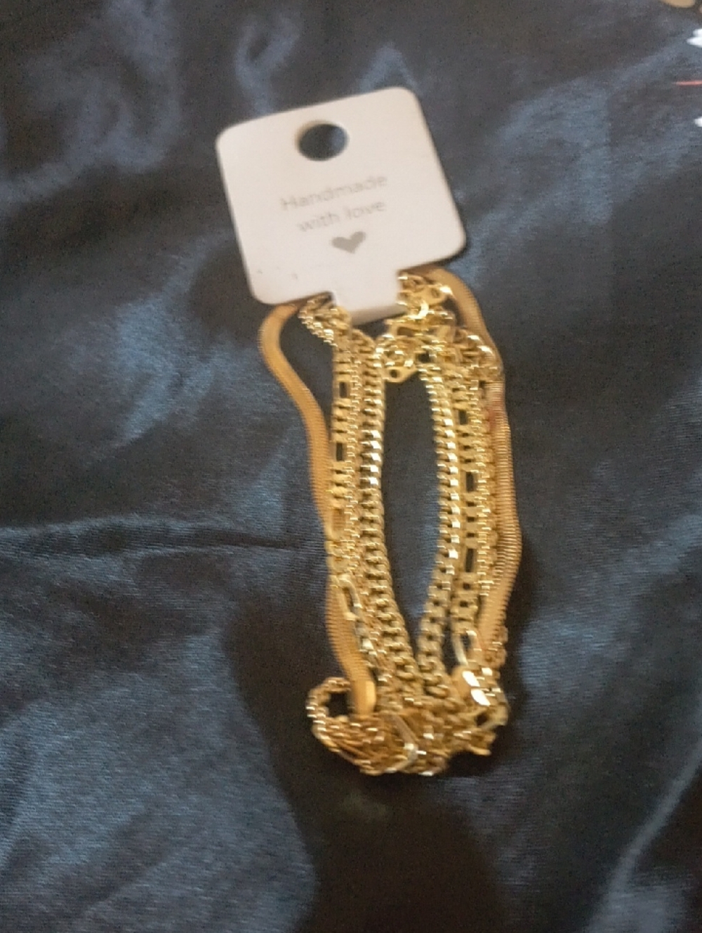 Gold-Tone Layered Chain Bracelet Watch Accent - Handmade